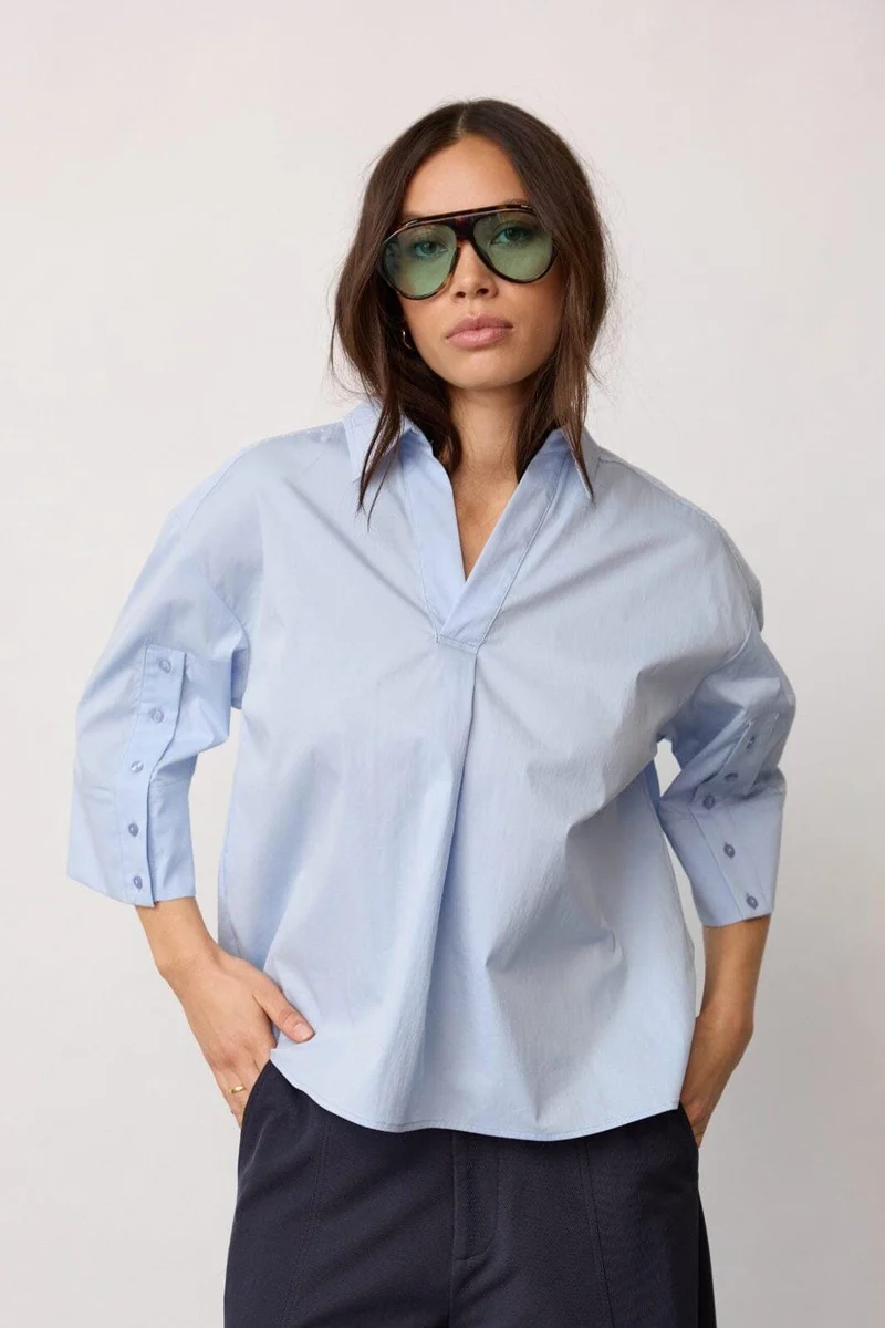 Co´Couture - Poppycc V-Blouse 500024 - 40004 - Pale Blue