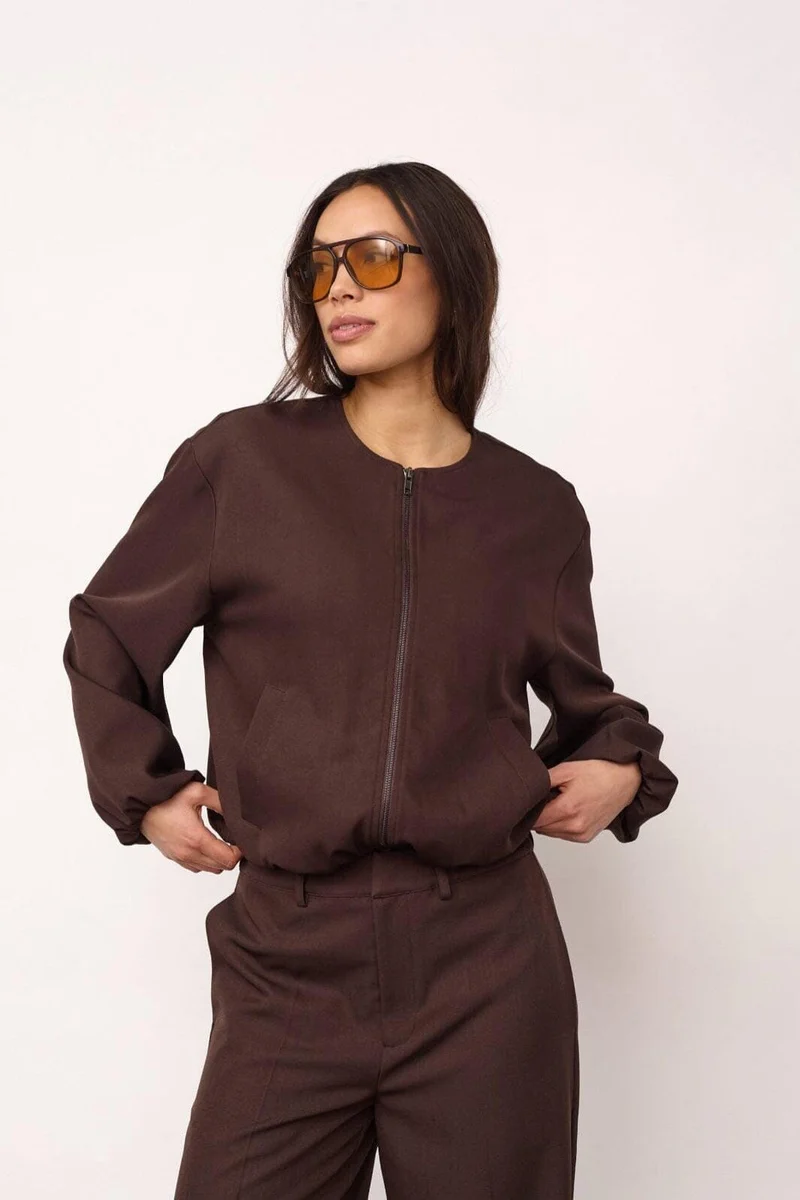 Co´Couture - Lunacc Balloon Zip Jacket 500438 - 20003 - Dark Brown