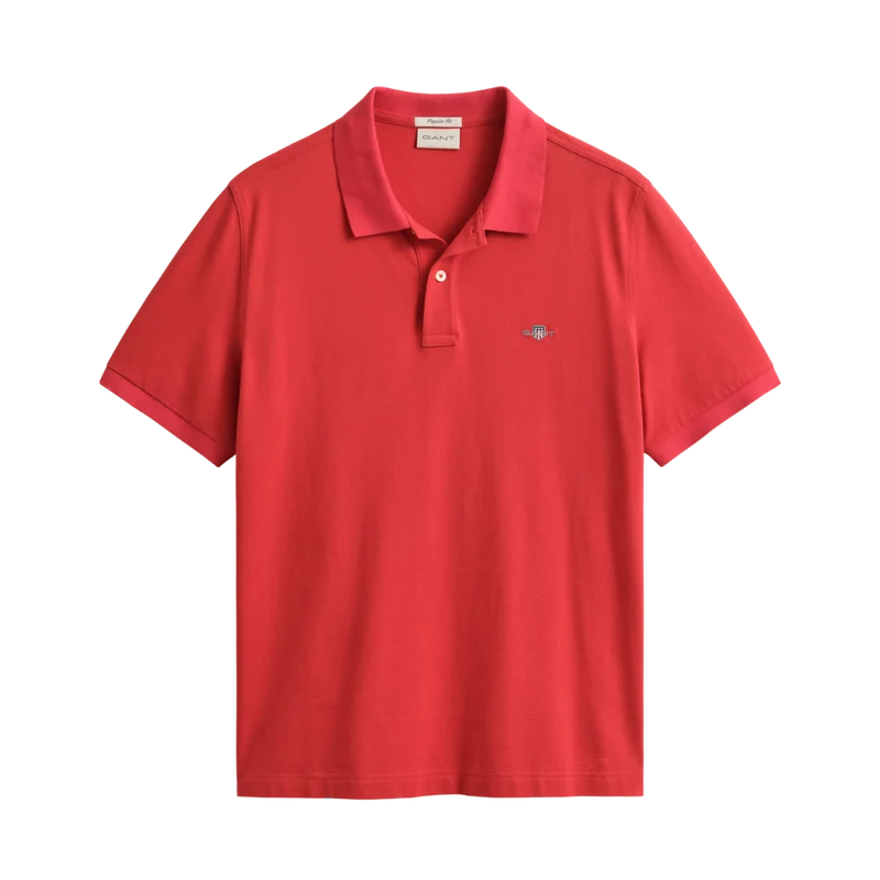 Shield SS Pique Polo - Rose Red