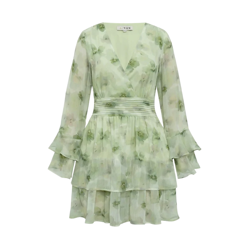 Florella Short Dress - Dusty Green