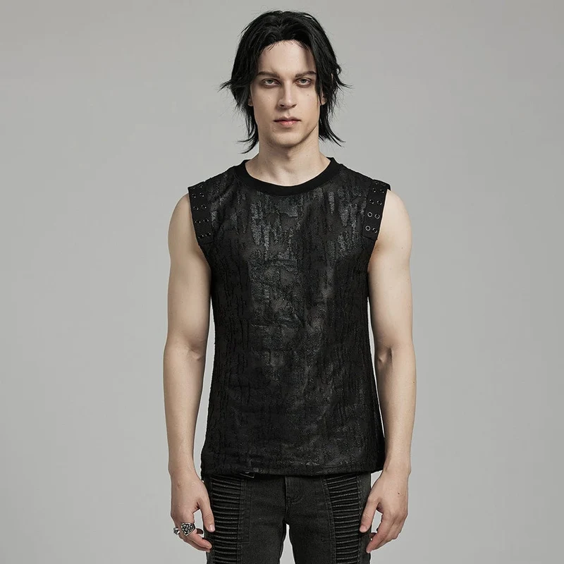 Gothic Grunge Distressed Eyelet Linne för män