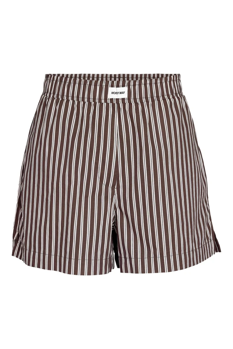 Noisy May - Nmfrida Stripe Shorts - 5191130 Chocolate Brown Birch