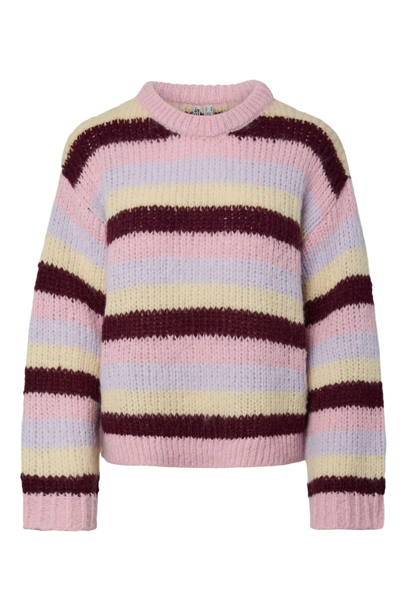 Pieces - Pcdorthea Ls Chunky Knit - 5104863 Roseate Spoonbill Winetasting/French Vanilla/Pastel Lilac