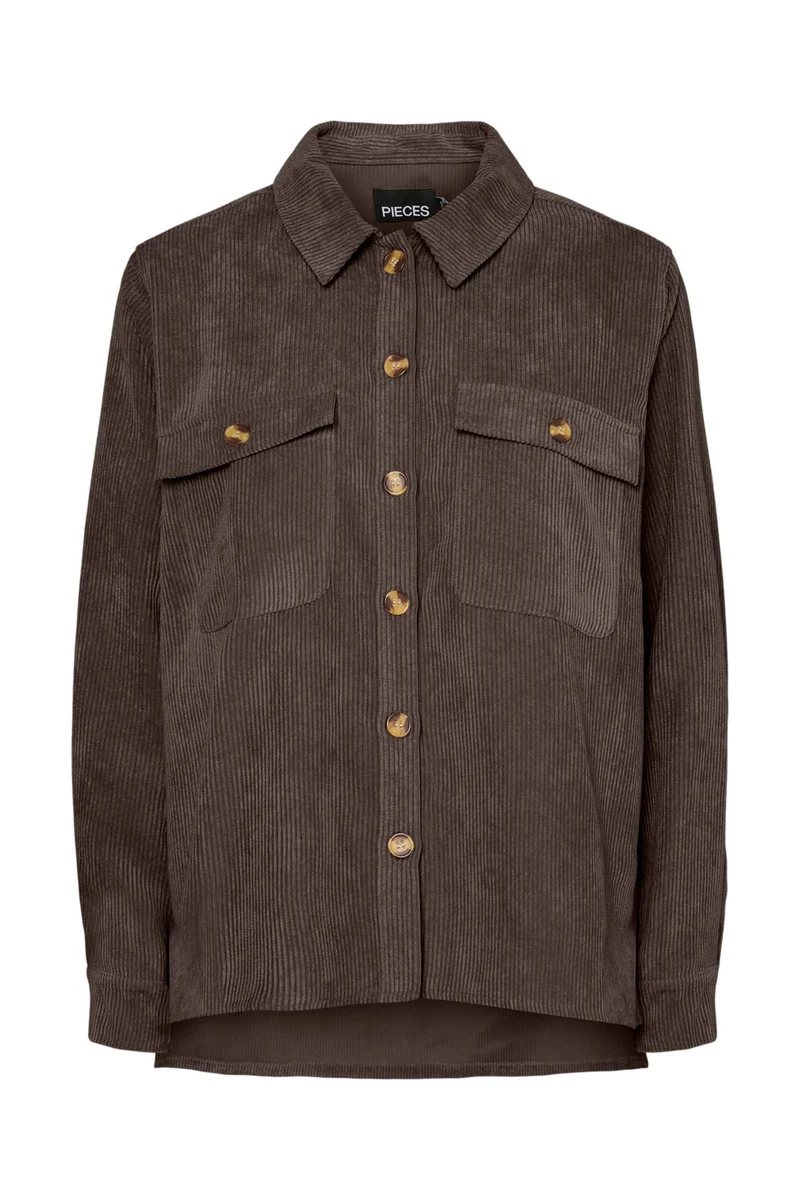 Pieces - Pceffi Ls Corduroy Shirt - 4988237 Hot Fudge