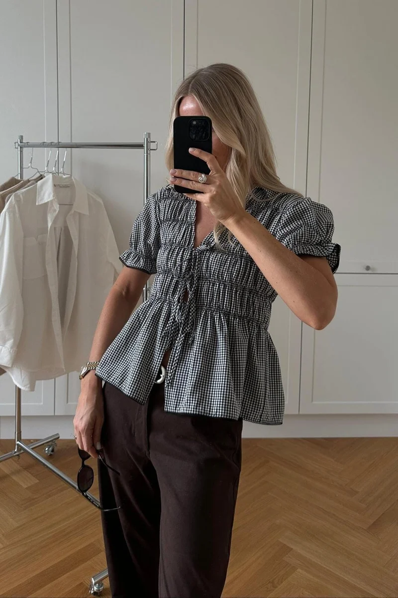 Noella - N-Marty Blouse 15840001 - 1462 - Darlyn Black Check