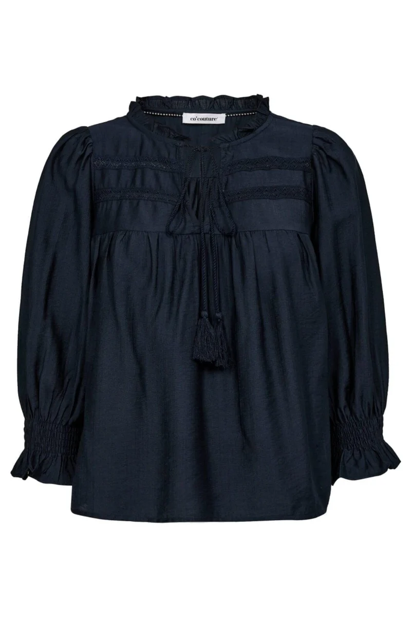 Co´couture - Heracc Tie Lace Ss Blouse 35536 - 61 Ink