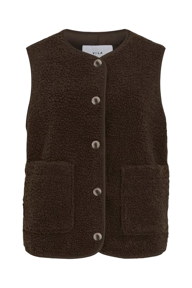 Vila - Viada Teddy Waistcoat - 4889823 Coffee Bean