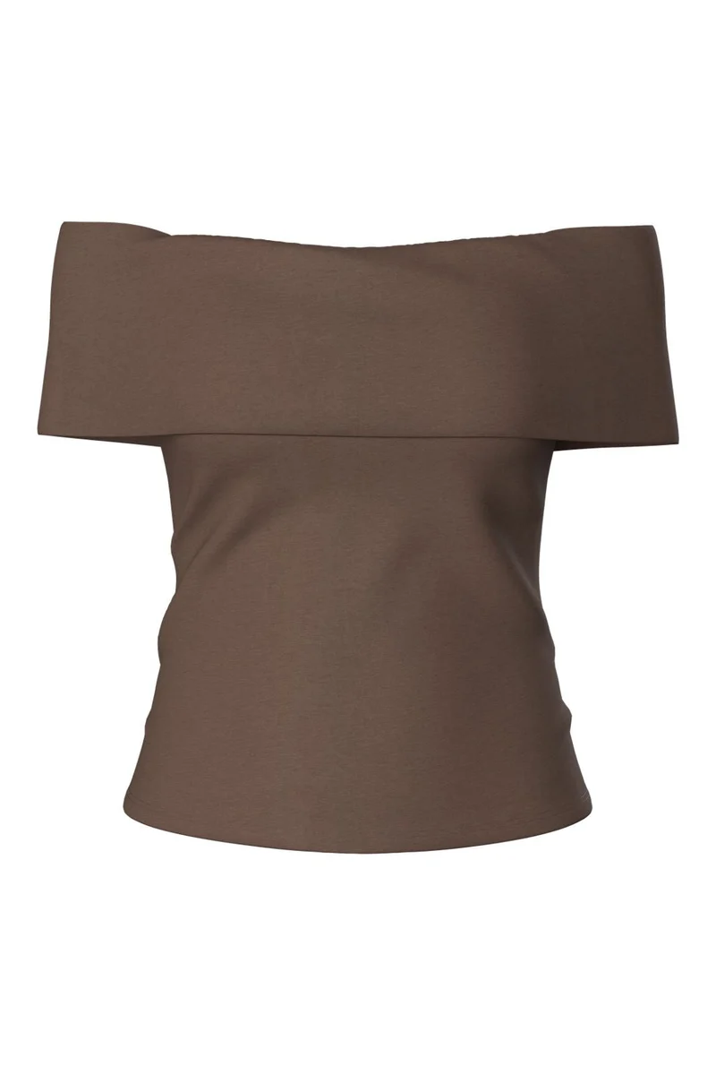 Pieces - Pcgeorgina Ss Off Shoulder Top - 5185868 Hot Fudge