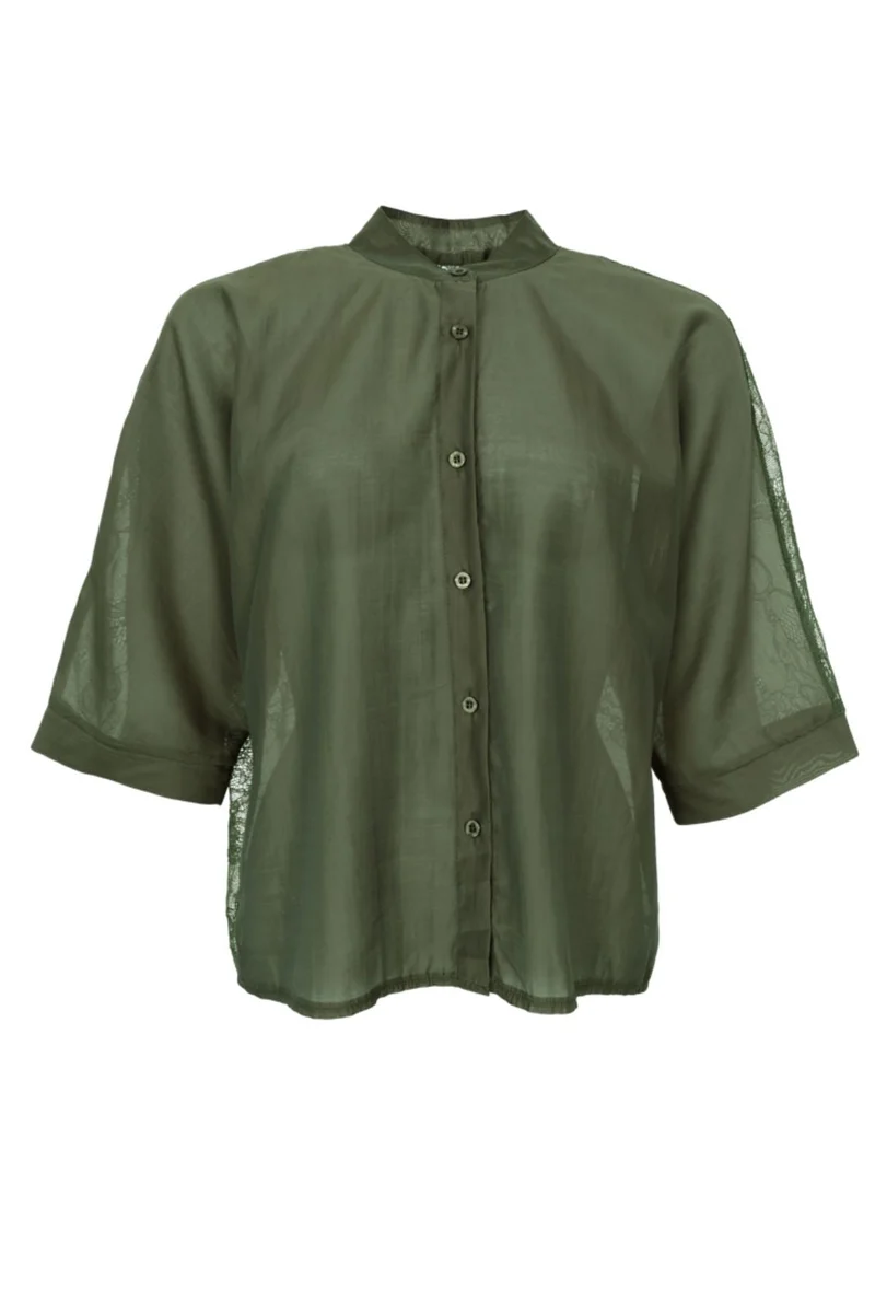 Black Colour - Bccarla Lace Shirt 41216 - Army