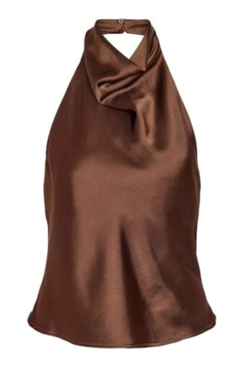 Noisy May - Nmbrisa Highneck Satin Top Tnt/17 - 5142877 Chocolate Brown