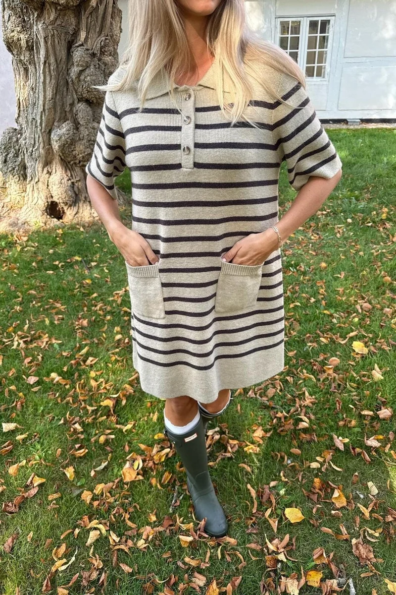 BYIC x Molly&My - Sific Knit Dress H097-3 - Brown Stripes