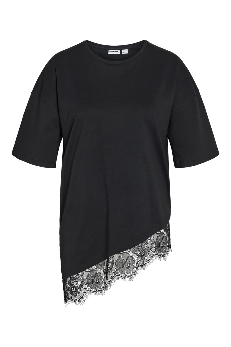 Noisy May - Nmeasy Lace Detail S/S T-Shirt /Tnt - 5168706 Black