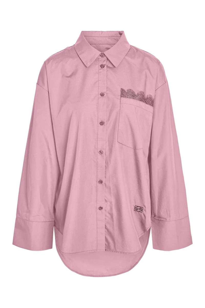 Noisy May - Nmfrida L/S Button Lace Shirt Tnt/17 - 5205180 Romance Rose