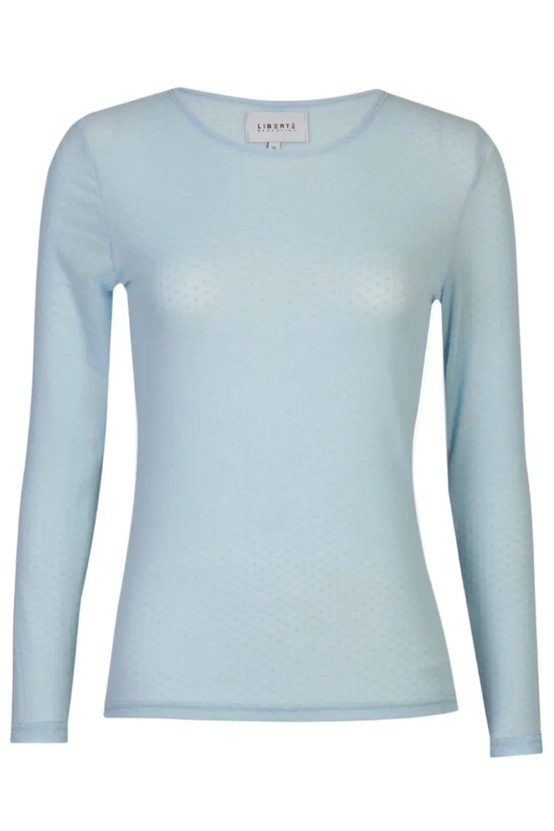 Liberte - Mesh Ls Tshirt, Dot 22069 - Light Blue