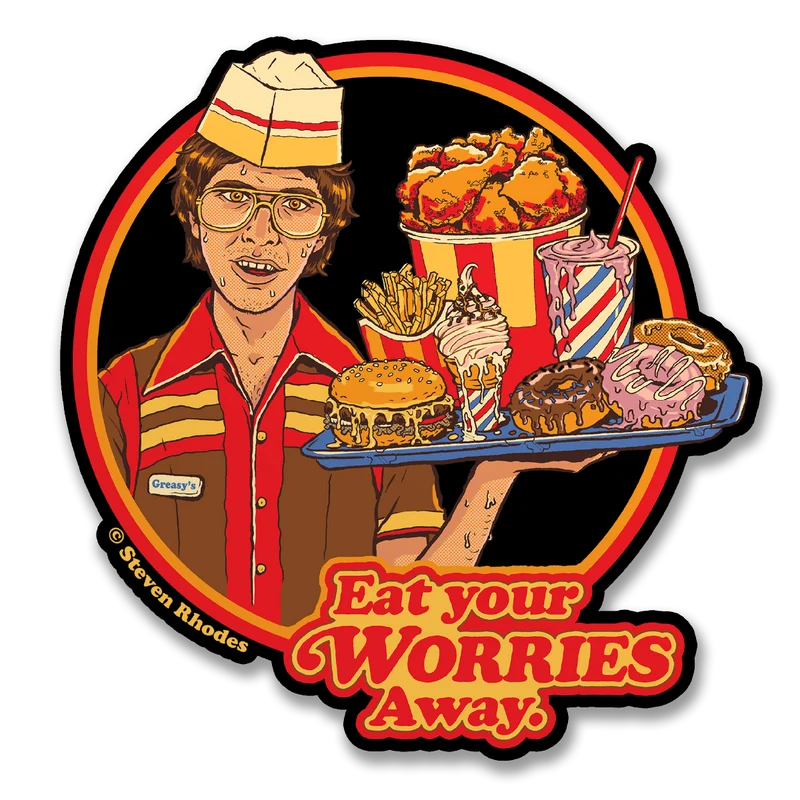 Steven Rhodes - Eat Your Worries Away Sticker