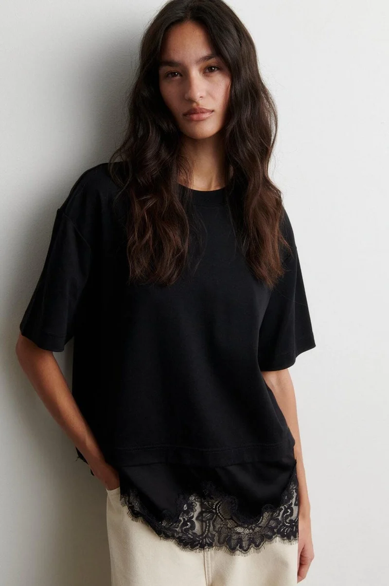 Second Female - Vaccara Lace Tee 61136 - 8001 Black