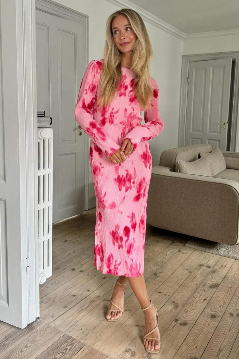 BYIC - Odaic Dress - apfp Abstract Pink Flower Print