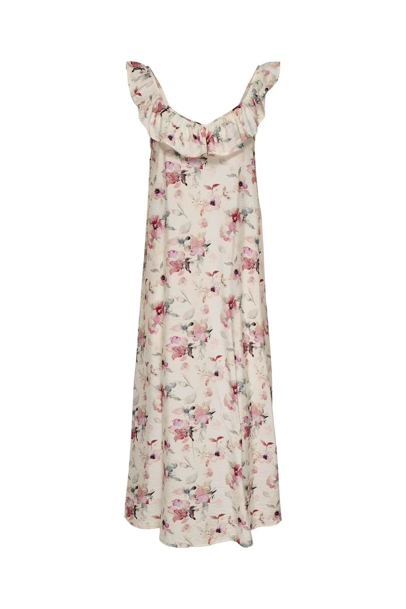JDY - Jdytroya Life S/L Midi Dress Dia - 5015565 Cloud Dancer 11-03-26 Multi Flower