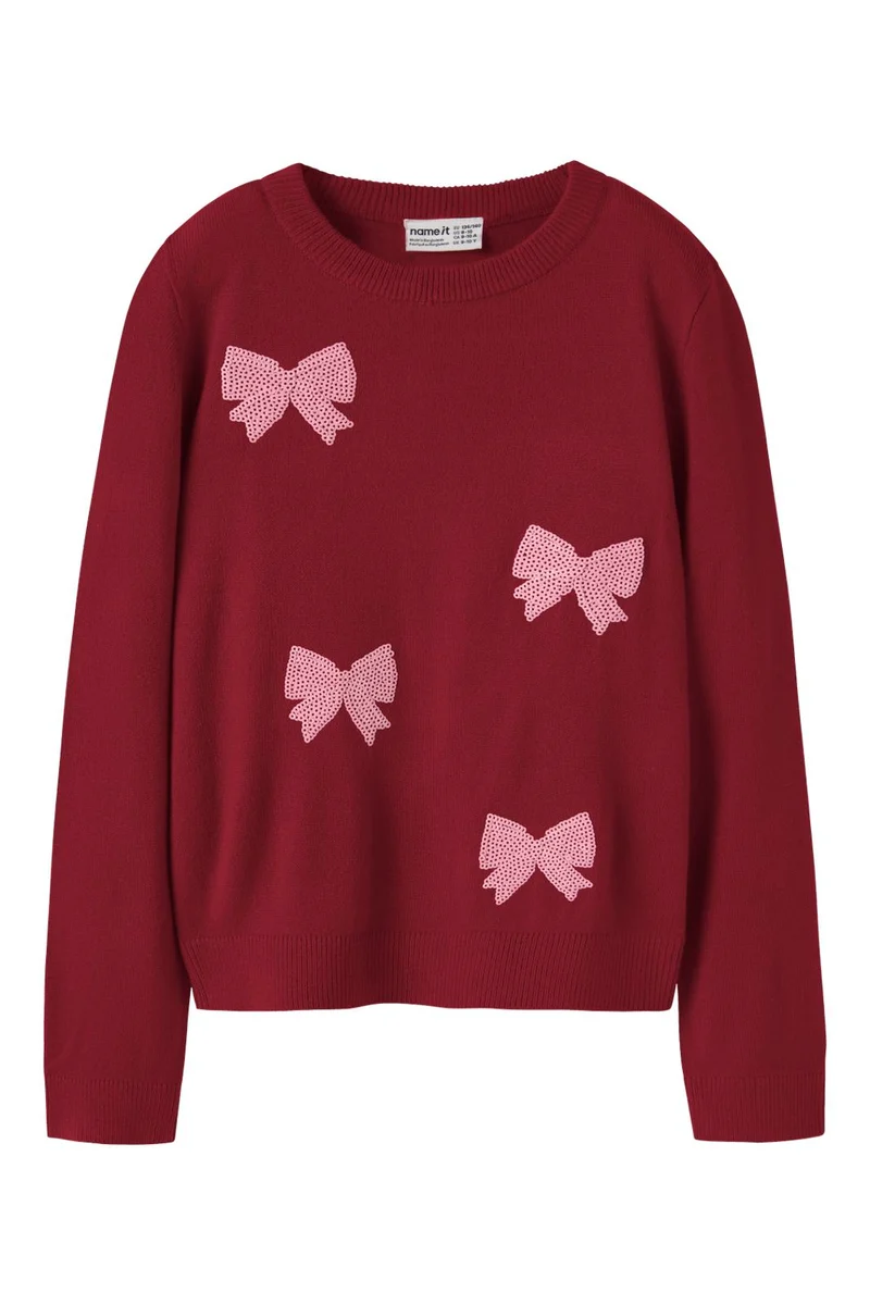 Name It - Nkfralle Ls Knit - 5131545 Red Dahlia