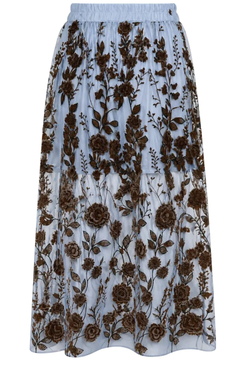 A-View - Fuschia Skirt AV4624 - 899 - Light Blue/Brown