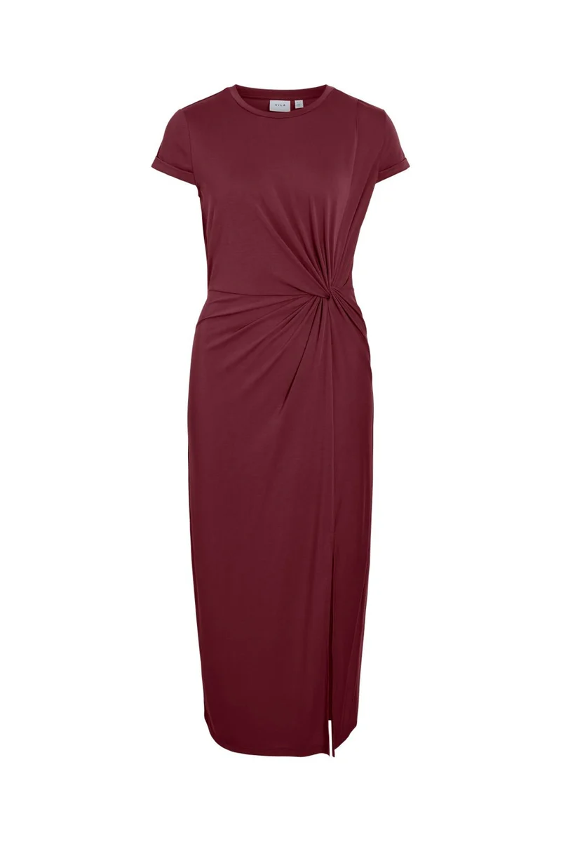 Vila - Vimodala C/S Midi Dress/Vol/1 - 5061351 Tawny Port