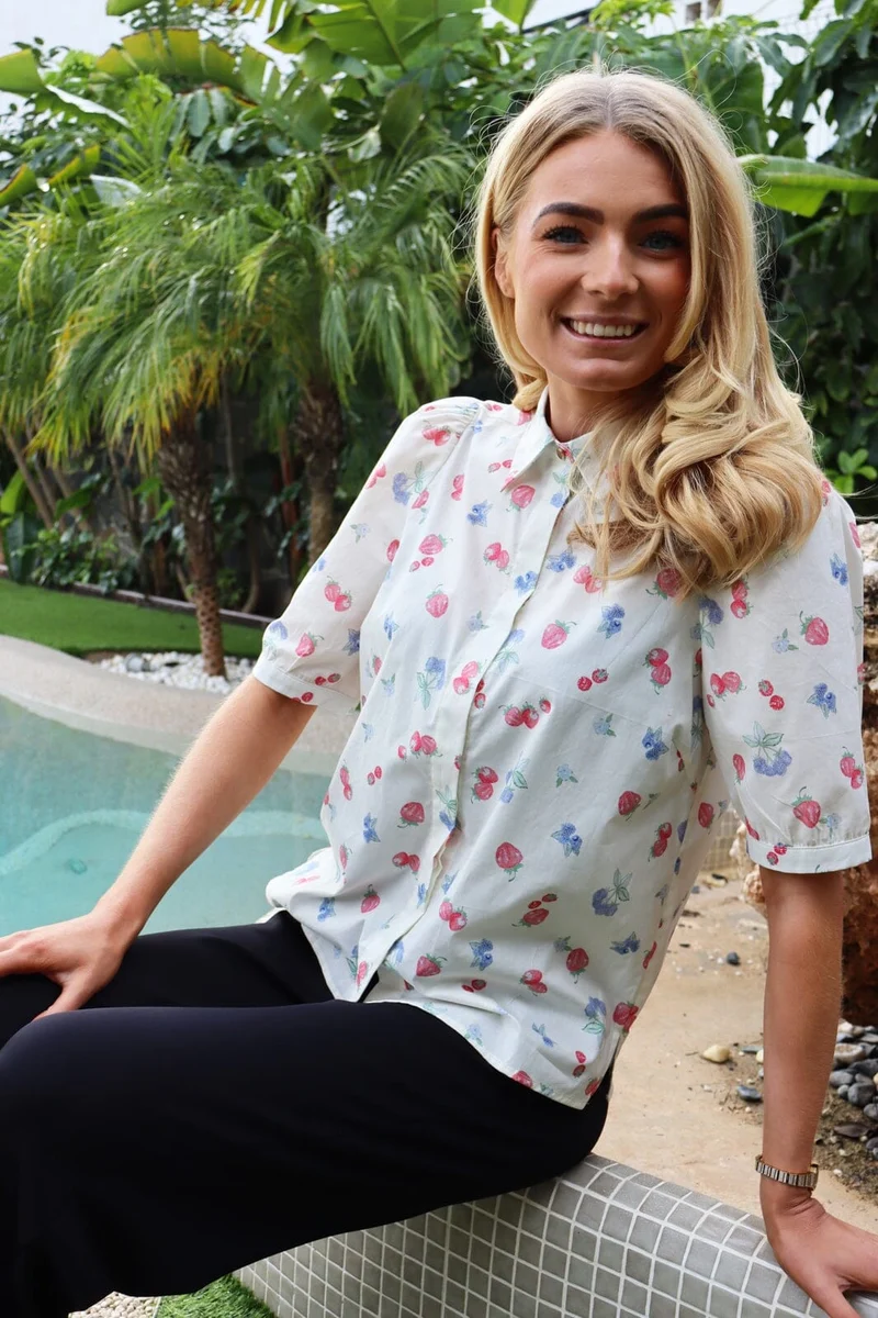 Liberte - Flora Ss Blouse 22181 - Offwhite Berries