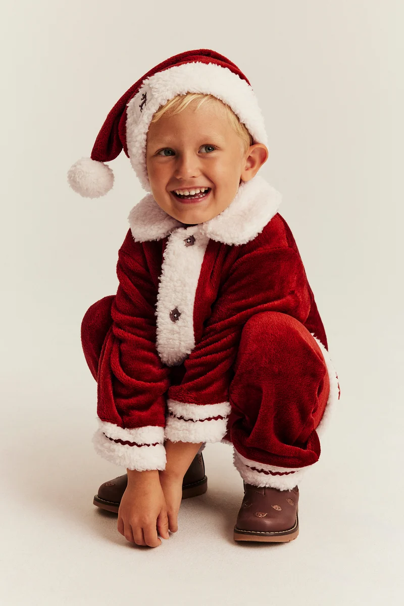 Kids red velour santa suit