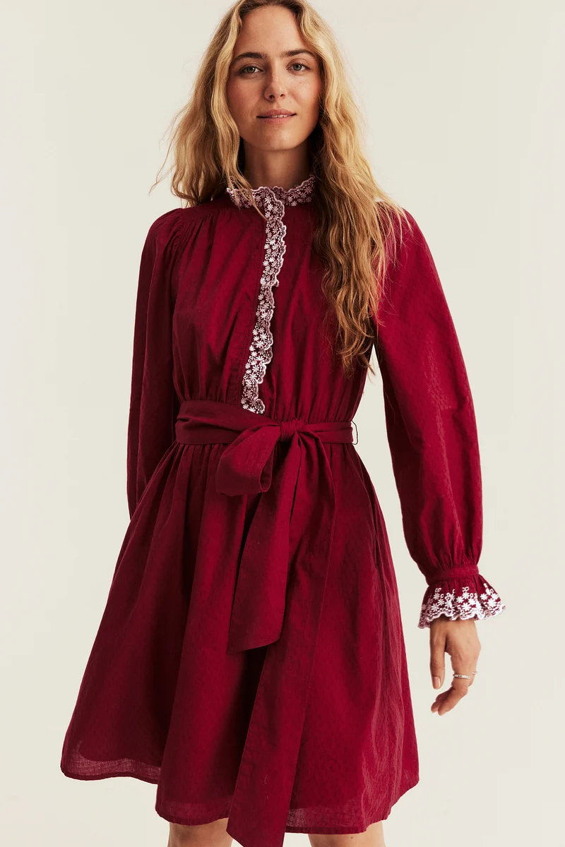 Women's red dress with frills