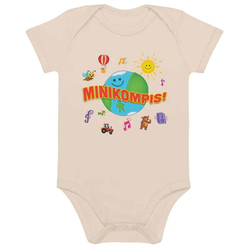 Organic baby body Minikompisarna! Svart/Ljusbrun/Vit