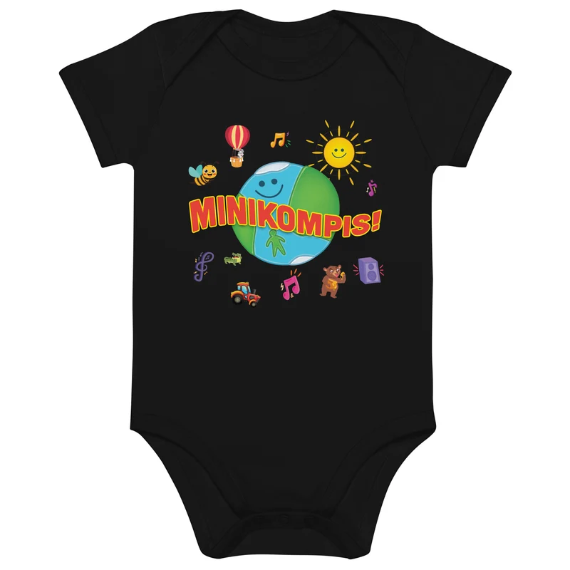 Organic baby body Minikompisarna! Svart/Ljusbrun/Vit