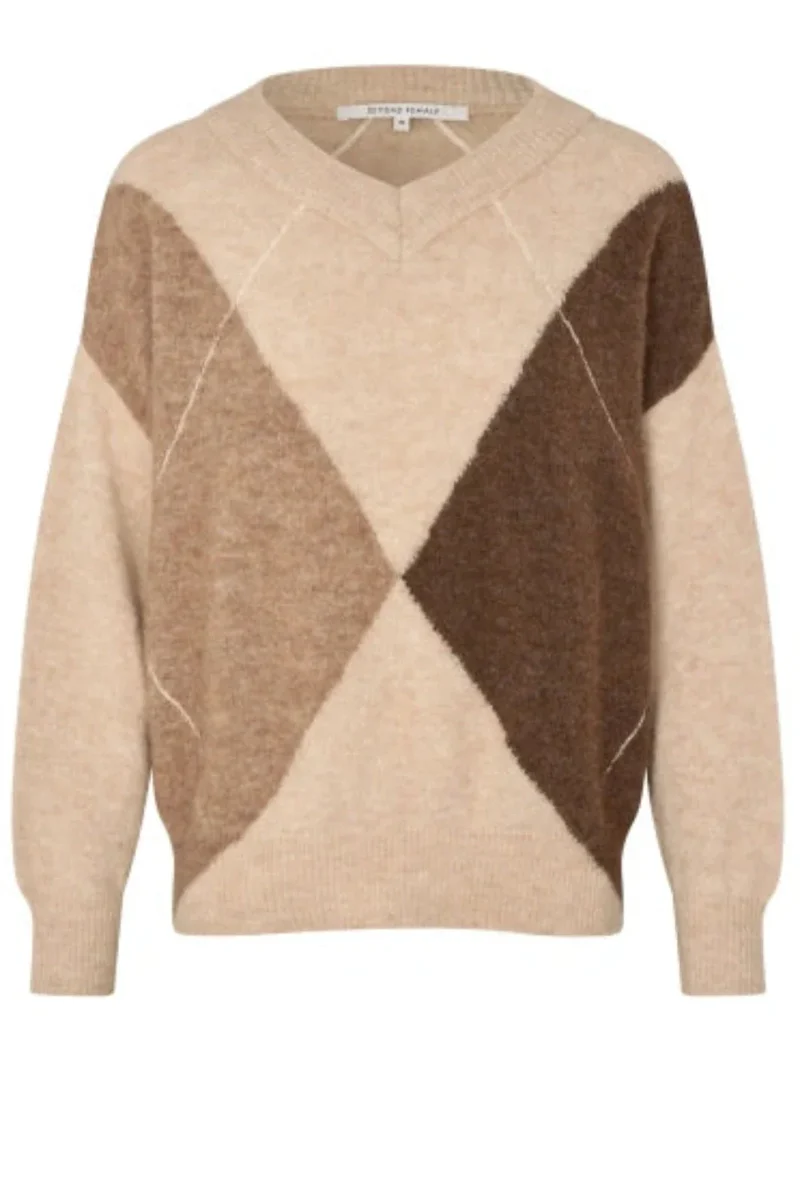 Second Female - Forca Knit V-Neck 61034 - 1041 Beige Melange