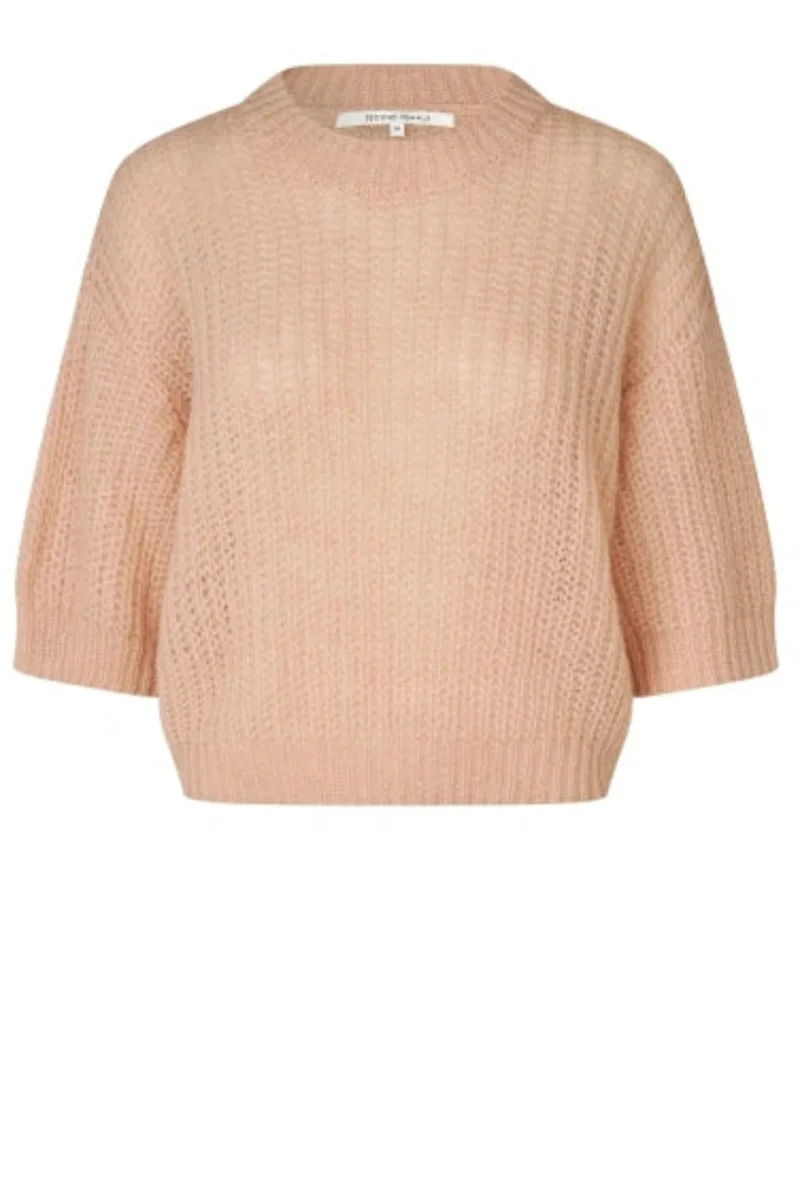 Second Female - Glora SS Knit Pullover 61299 - 3077 Cream Tan