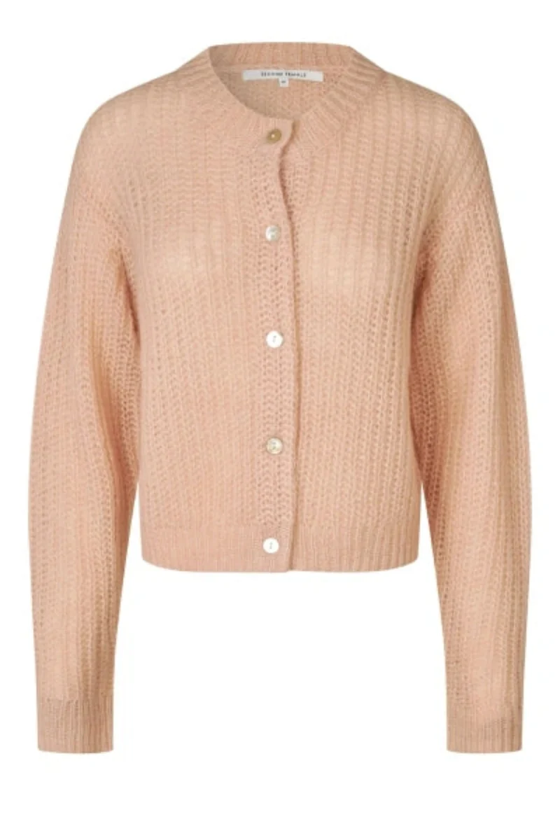 Second Female - Glora LS Knit Cardigan 61298 - 3077 Cream Tan