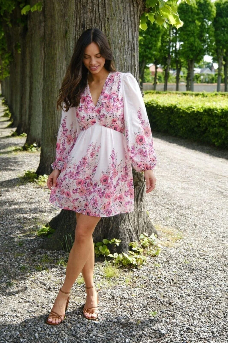 Neo Noir - Semila Flower Print Dress 166452 - 165 - Rose