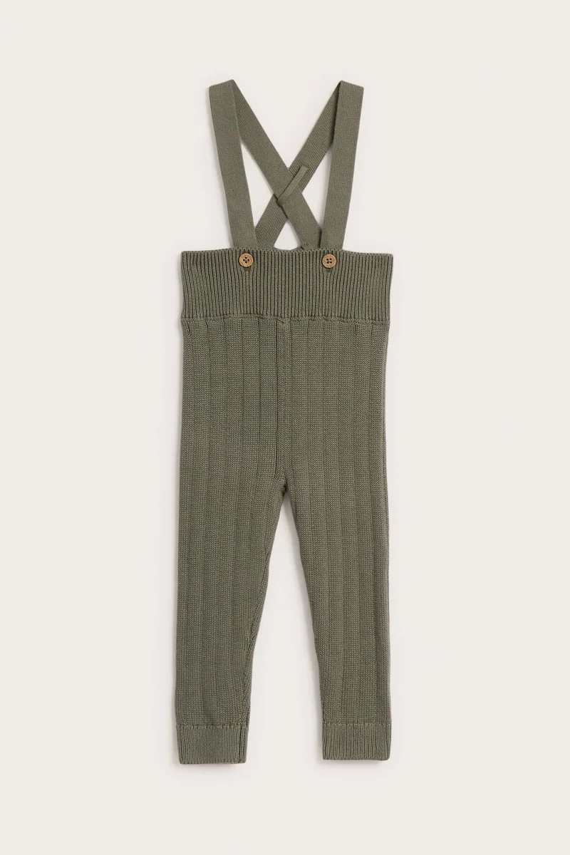 Baby green knitted leggings with braces