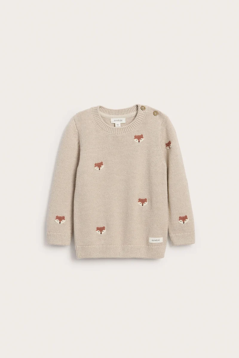 Baby knitted jumper with foxes