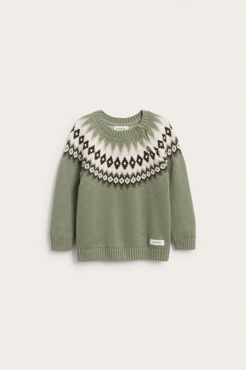Baby green jacquard knit jumper