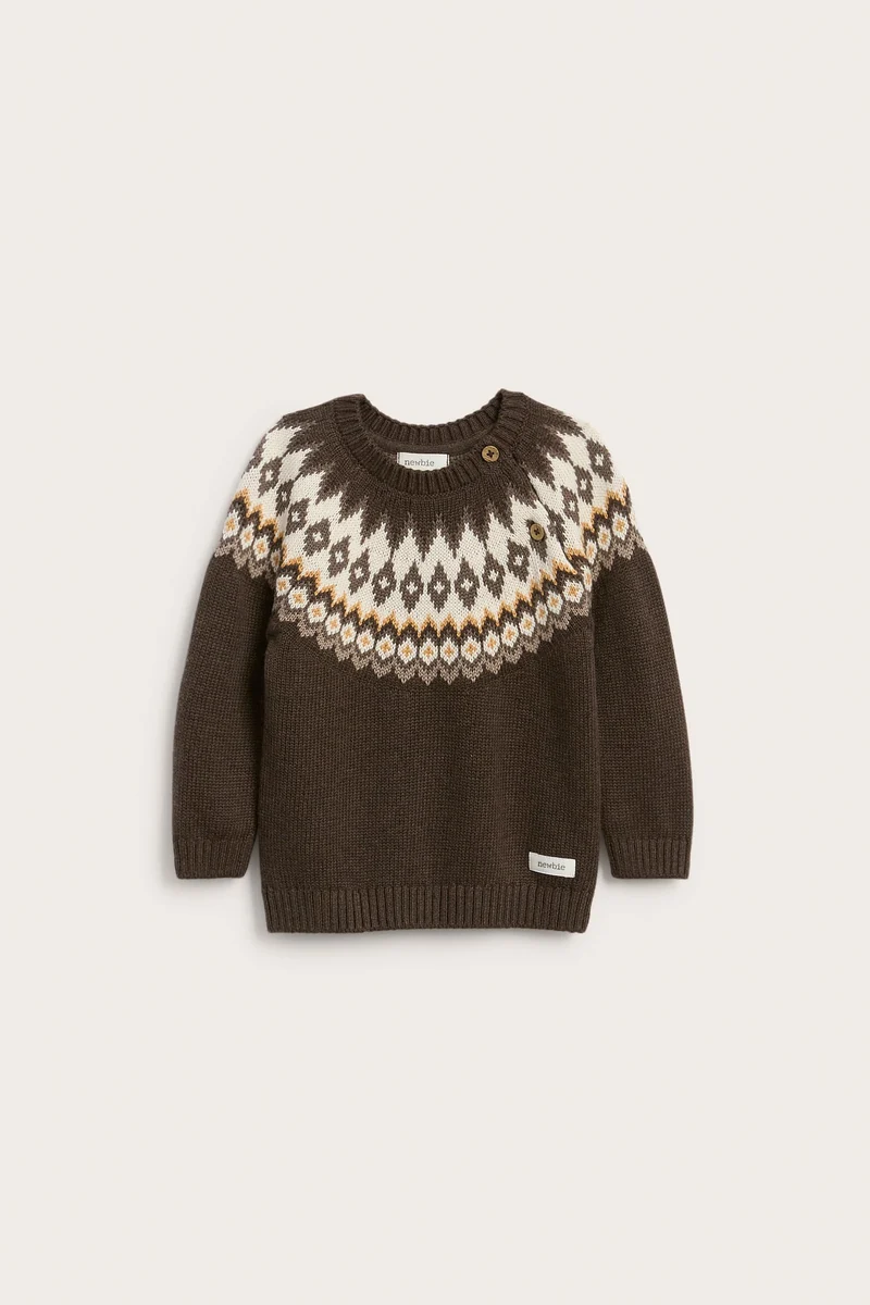 Baby brown jacquard knit jumper