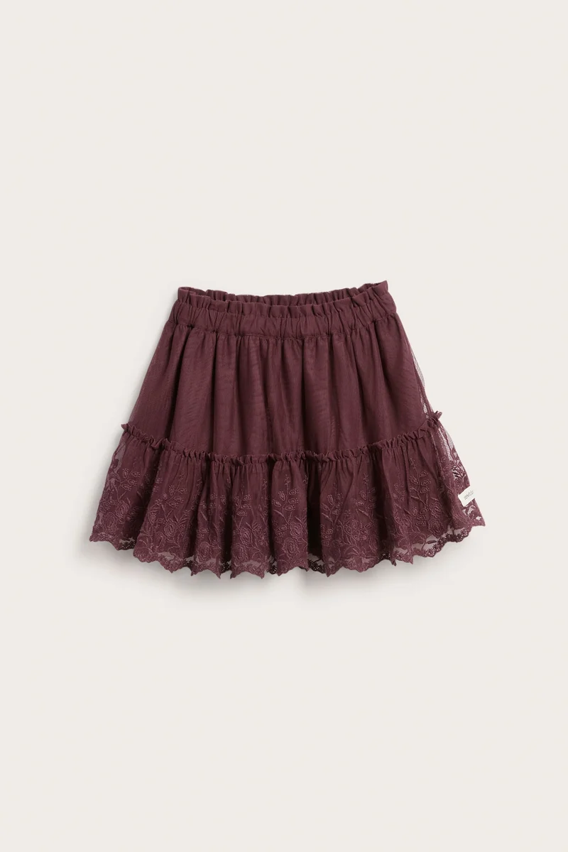 Baby & kids burgundy mesh lace skirt