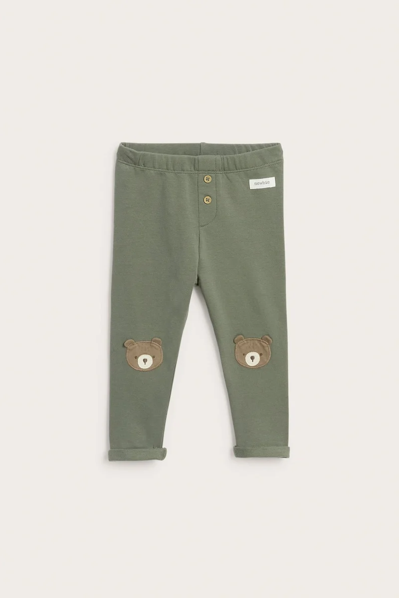 Baby green leggings with bear