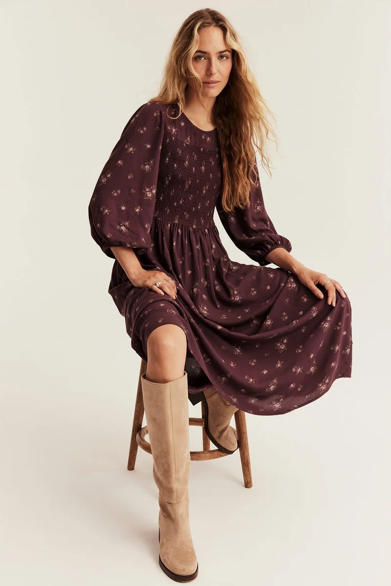 Women’s burgundy floral maxi dress
