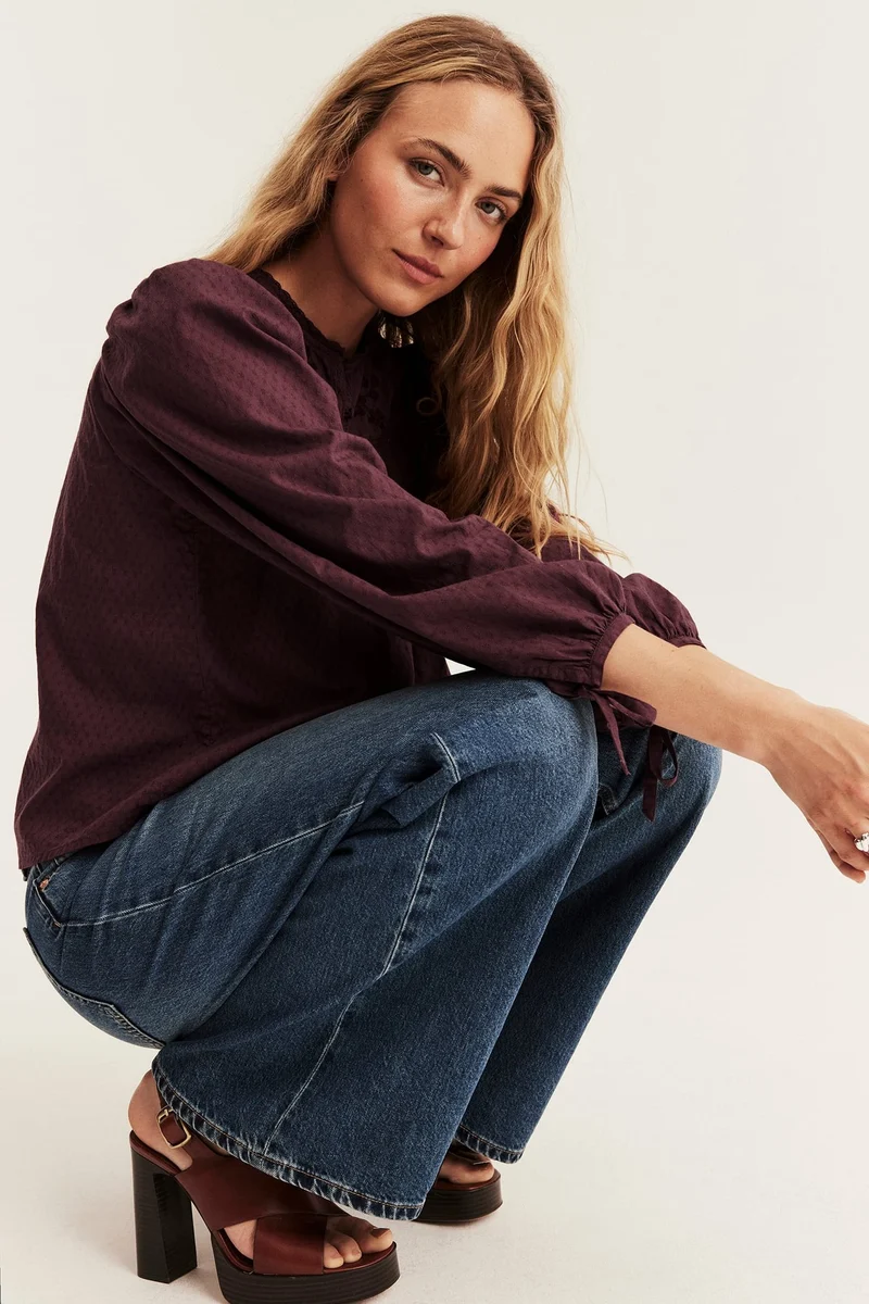 Women’s burgundy embroidered blouse