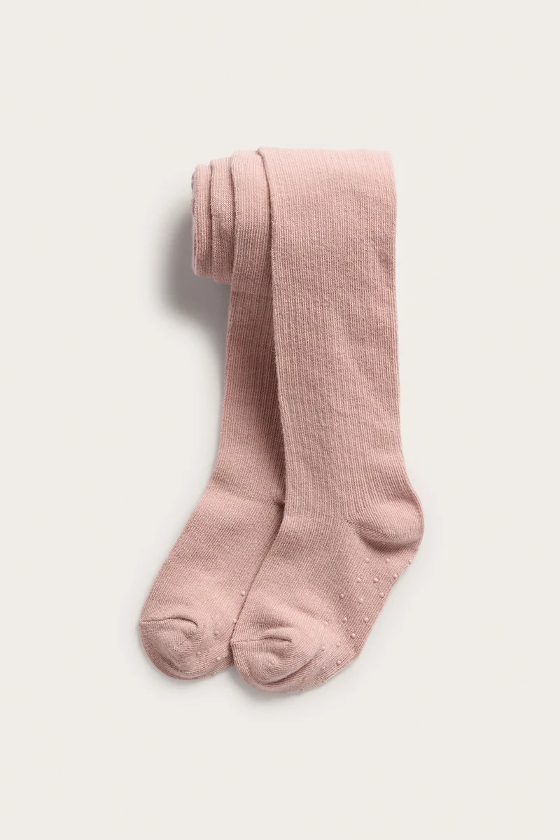 Kids pink ribbed tights