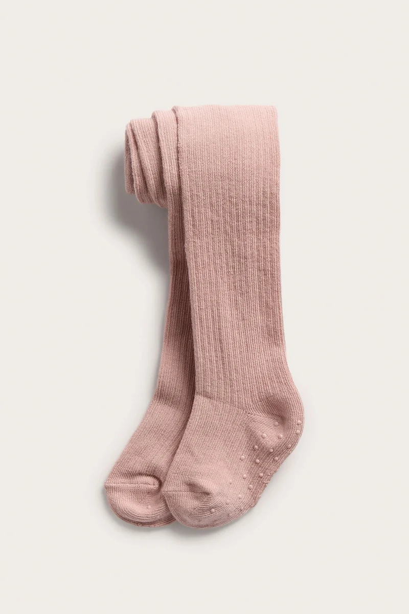 Baby pink ribbed tights