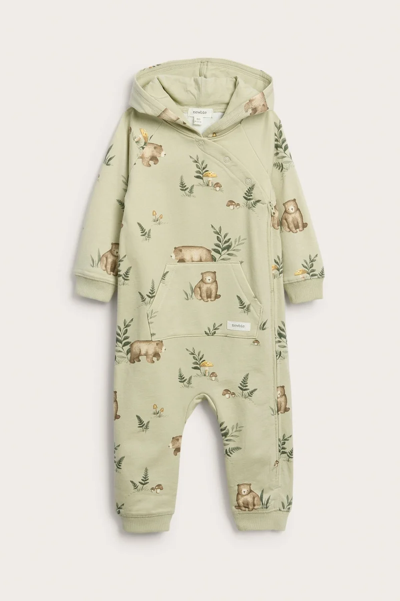 Baby green full-patterned jumpsuit