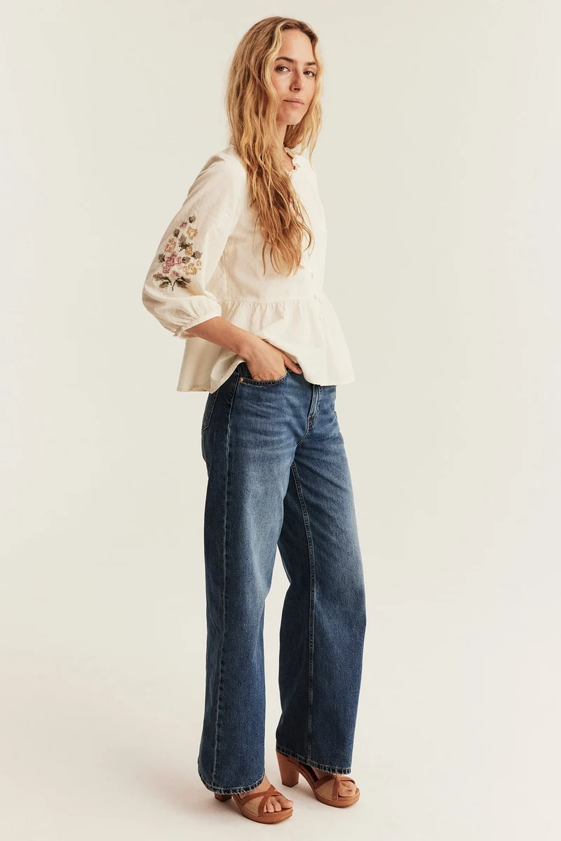 Women's embroidered peplum blouse