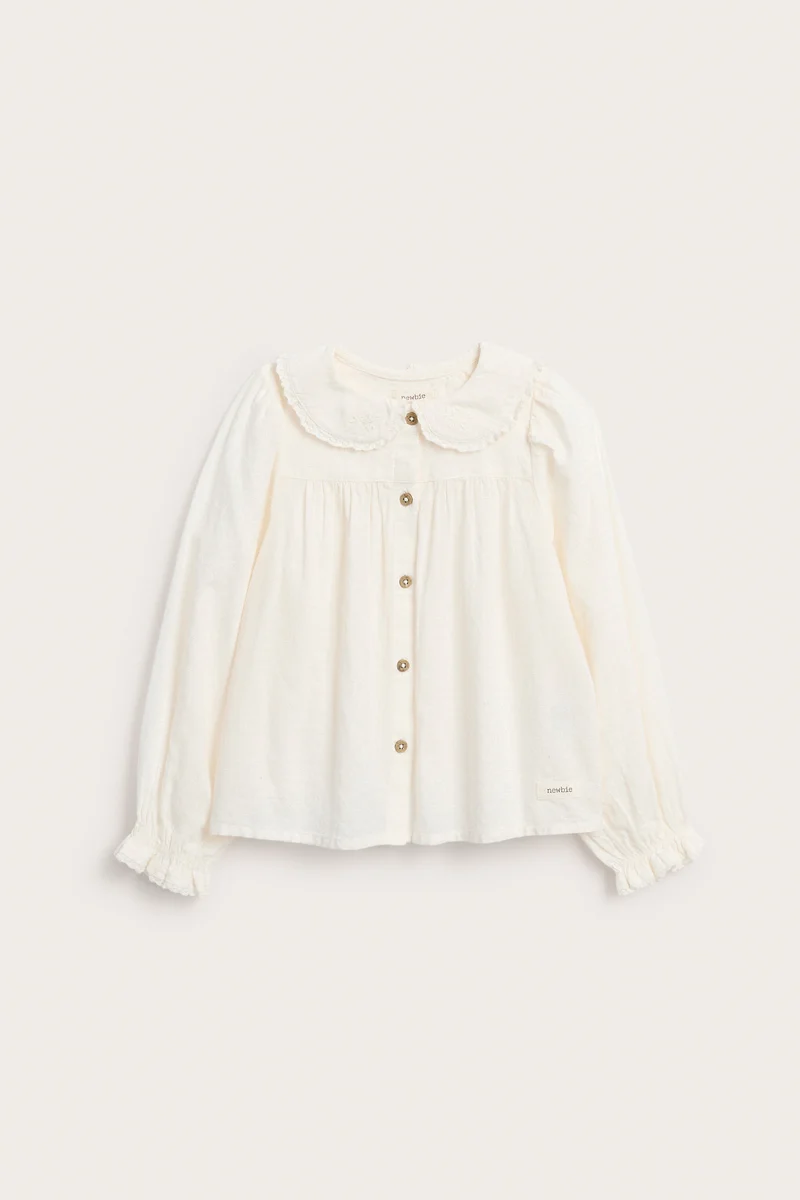Kids white blouse with embroidered collar