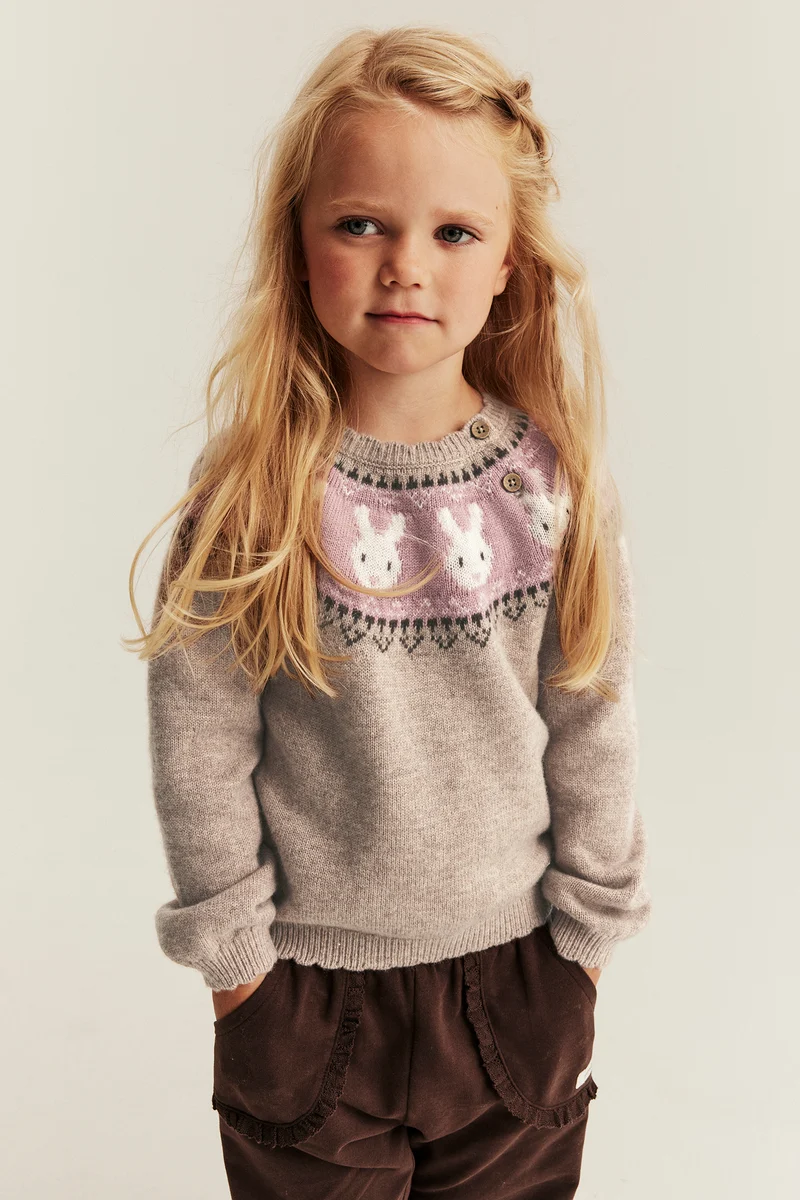 Baby & Kids beige rabbit knit jumper