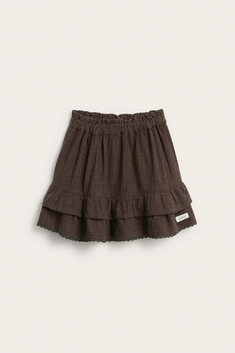 Baby & Kids brown checked frilled skirt