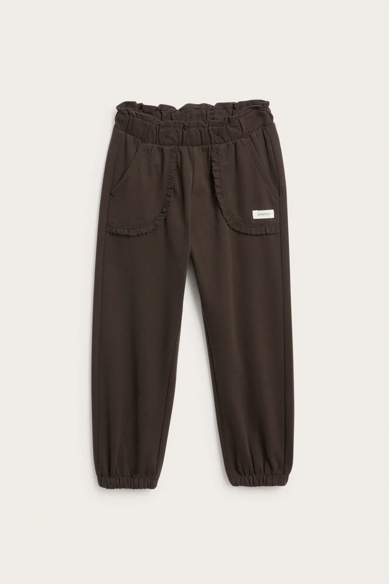 Kids brown joggers with lace details
